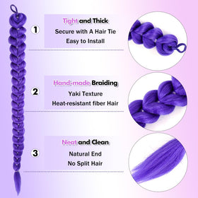 GetGal 30 inch purple braids ponytail in packaging
