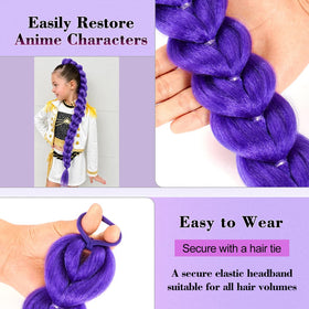 GetGal 30 inch purple braids ponytail with elastic band