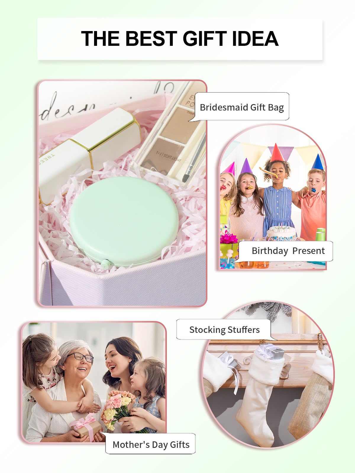Getinbulk Compact Mirror Cyan side view showing premium metal shell