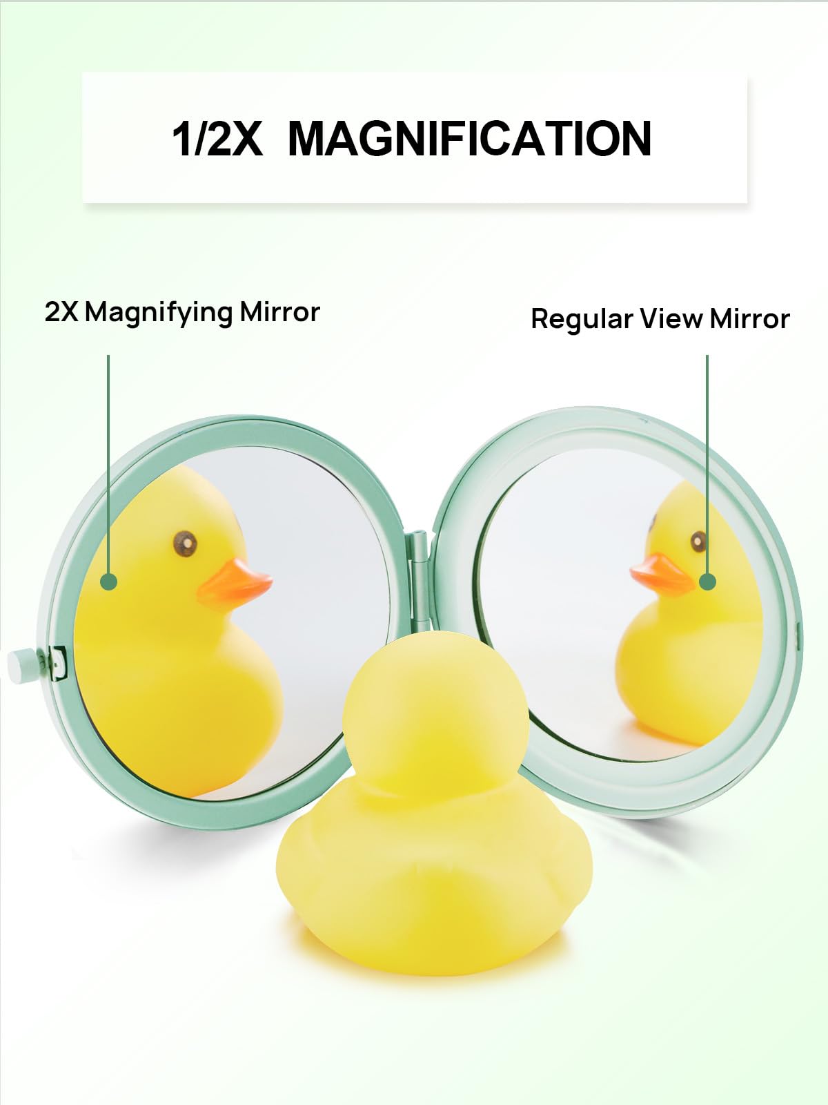 Getinbulk Compact Mirror Cyan with push-button switch close-up