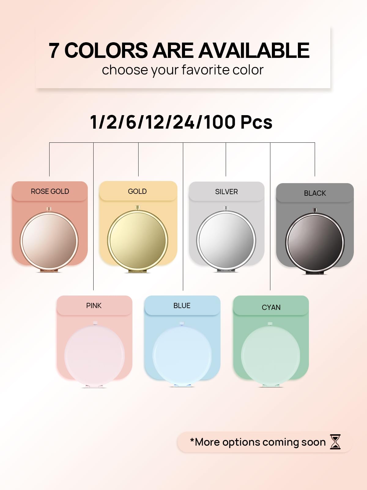 Getinbulk compact mirror in black showing 1x magnification