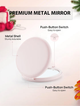 Getinbulk compact mirror in silver with push-button open