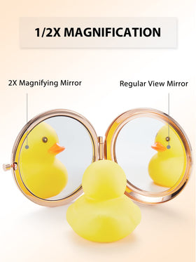 Getinbulk Compact Mirror Rose Gold opened with 1x and 2x magnification