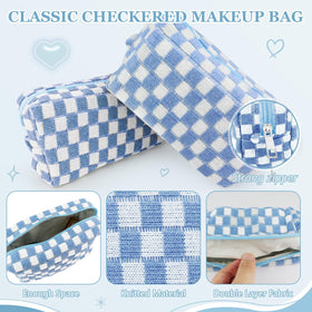 Giesiery checkered makeup bag in a travel setting