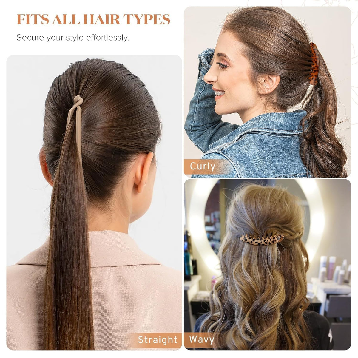 Gift4U Banana Clip in Ash White with a hair model