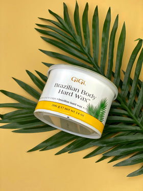 GIGI Brazilian Body Hard Wax 14 oz on a bathroom counter