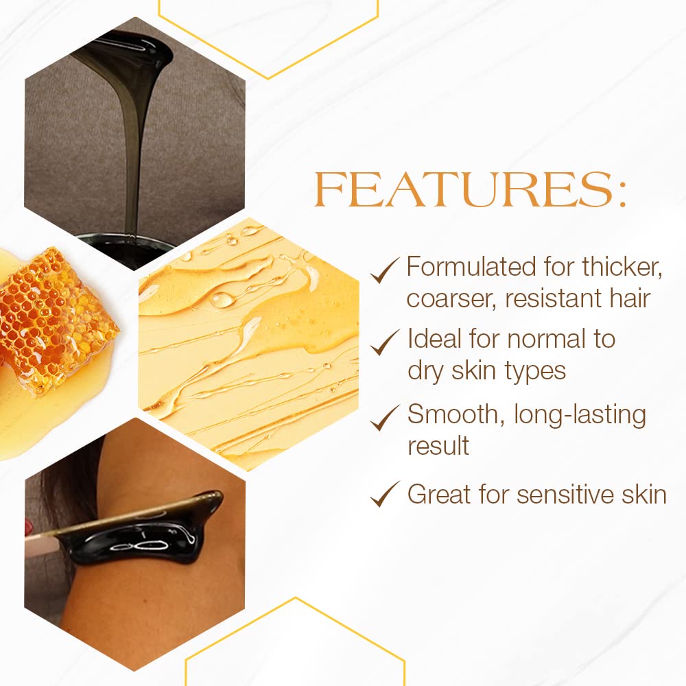 GIGI Dark Honee Soft Wax application with muslin strip