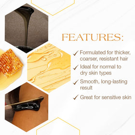GIGI Dark Honee Soft Wax application with muslin strip