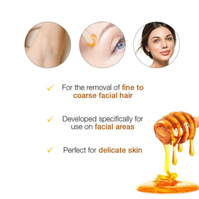 GIGI Facial Honee Wax application with muslin strips