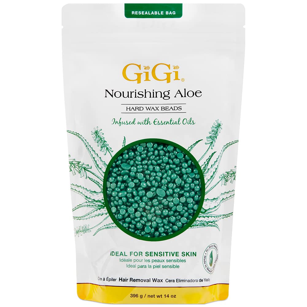 GIGI Hard Wax Beads 14 oz canister with aloe vera