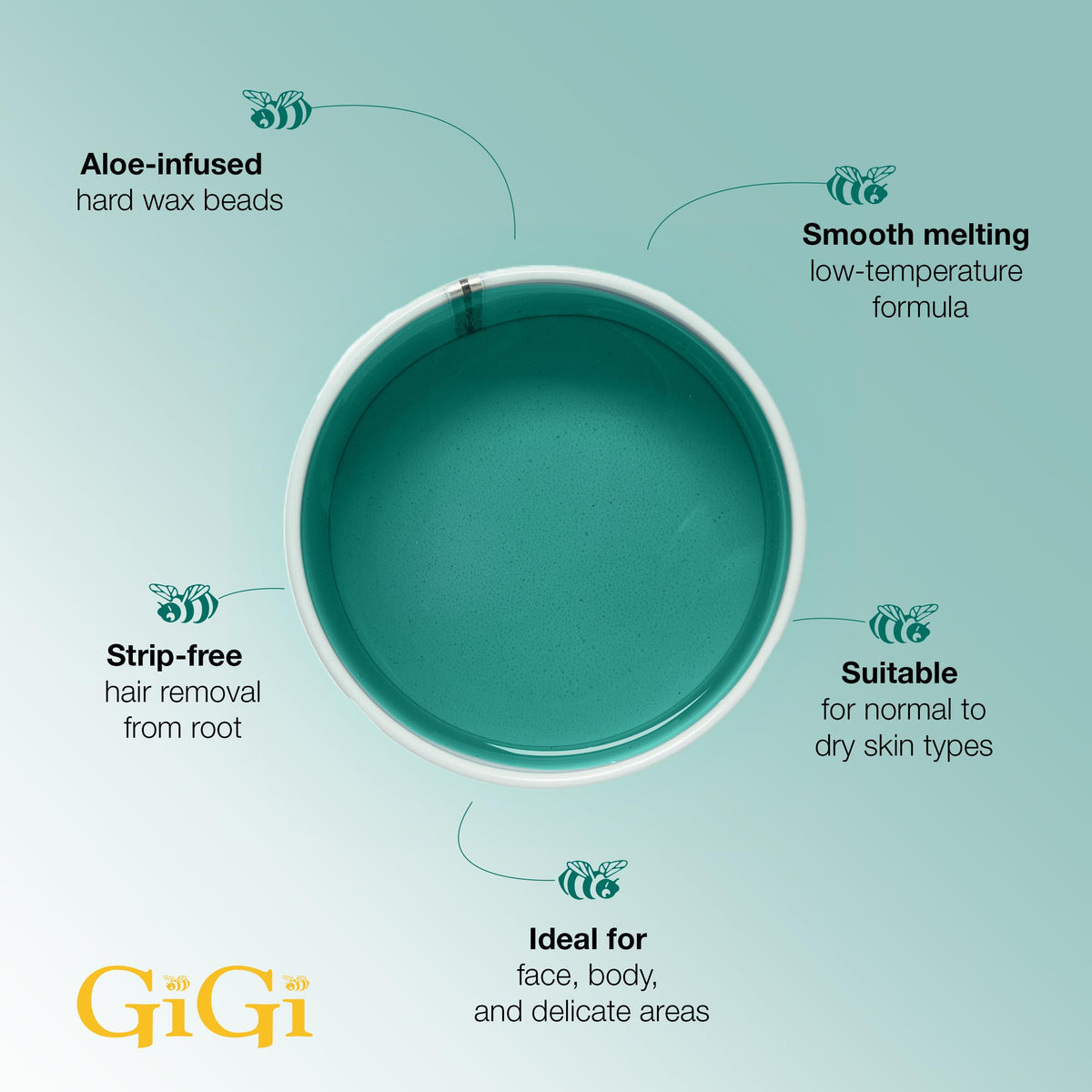 GIGI Hard Wax Beads application with spatula on skin