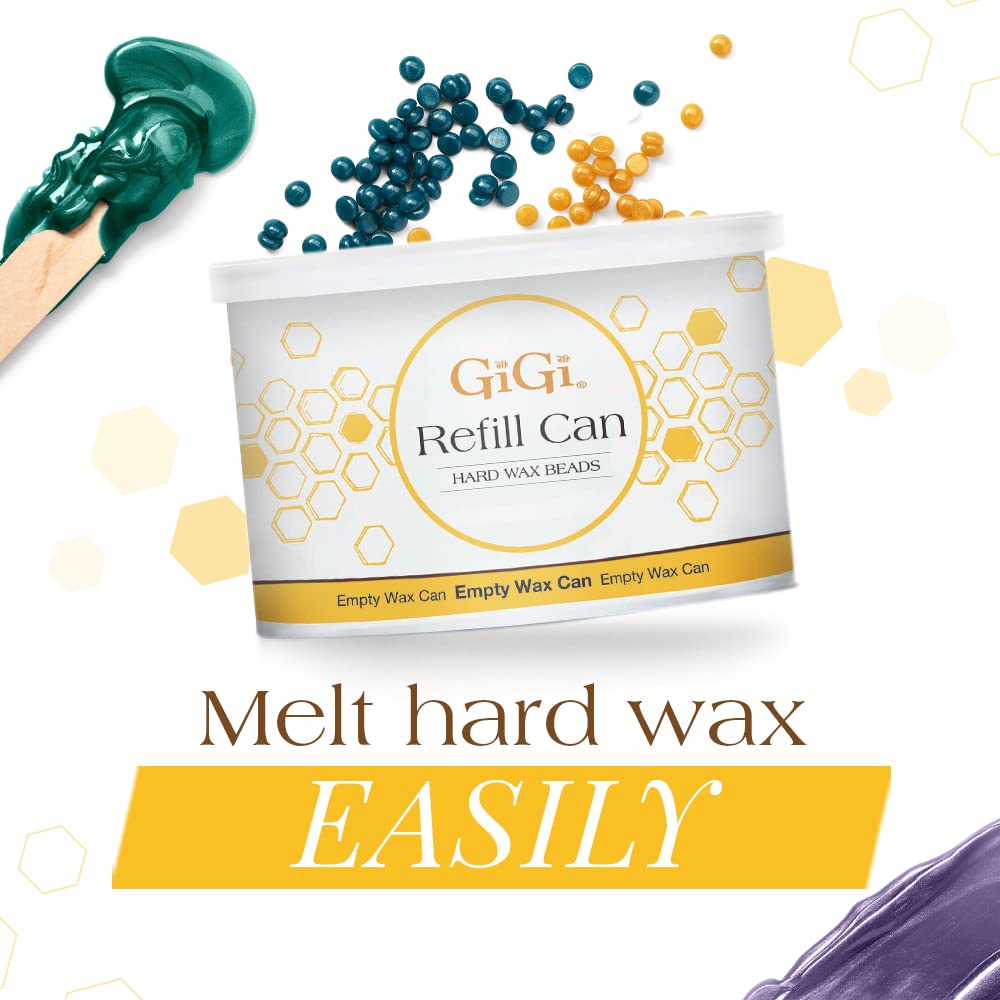 GIGI Hard Wax Beads Refill Can next to wax warmer