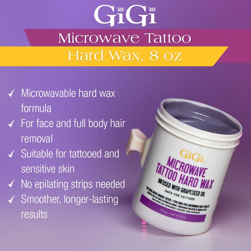 GIGI Microwave Tattoo Hard Wax 8 oz jar side view