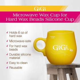 GIGI Microwave Wax Cup with wax beads inside ready for heating