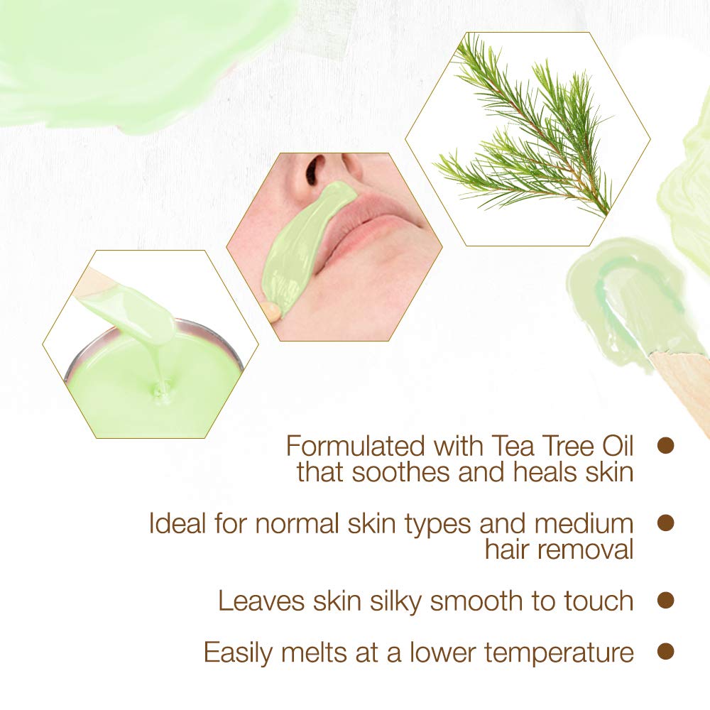 GIGI Tea Tree Crème Wax 14 oz in warmer for easy use