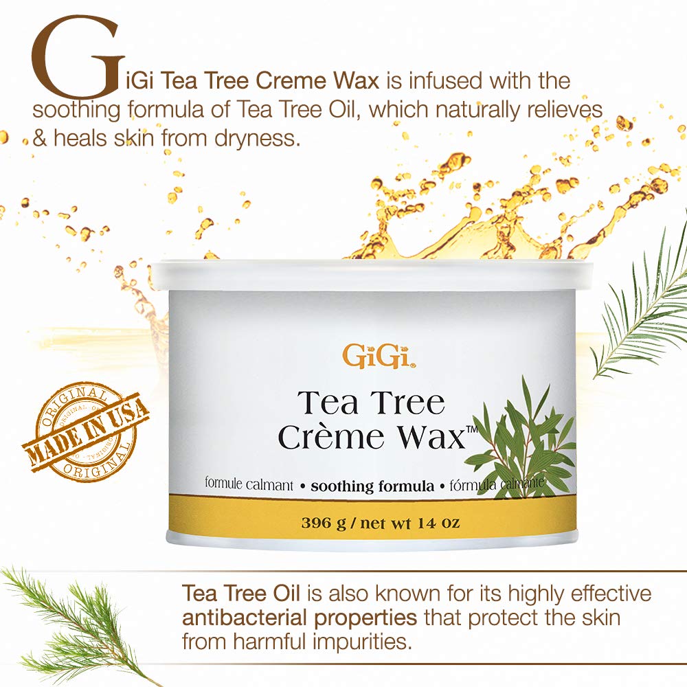 GIGI Tea Tree Crème Wax 14 oz side view showing texture