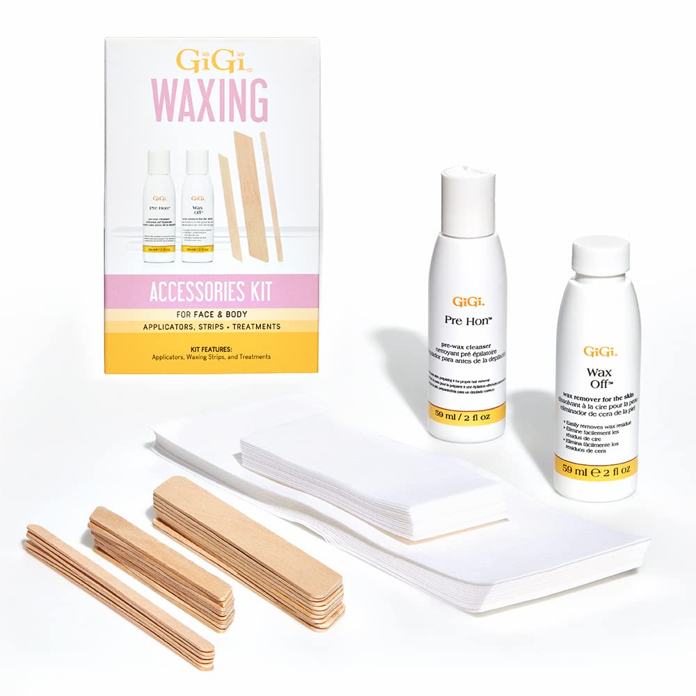GIGI Waxing Accessories Kit packaging and contents overview