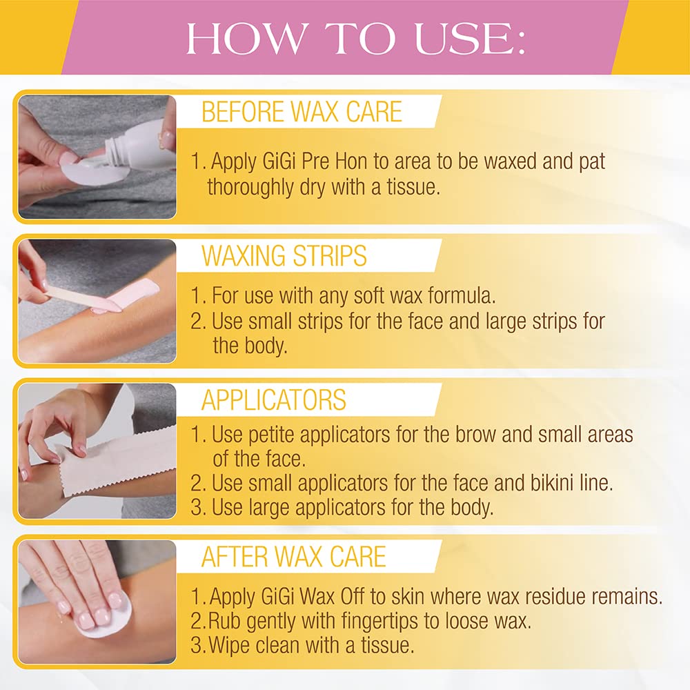 GIGI Waxing Accessories Kit with various sizes of wax strips