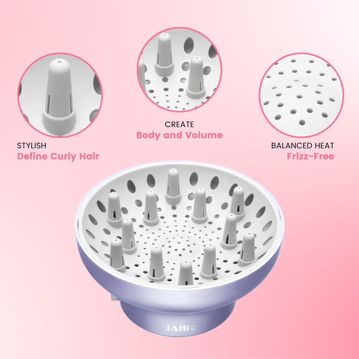 GIHALI Hair Diffuser attached to a hair dryer