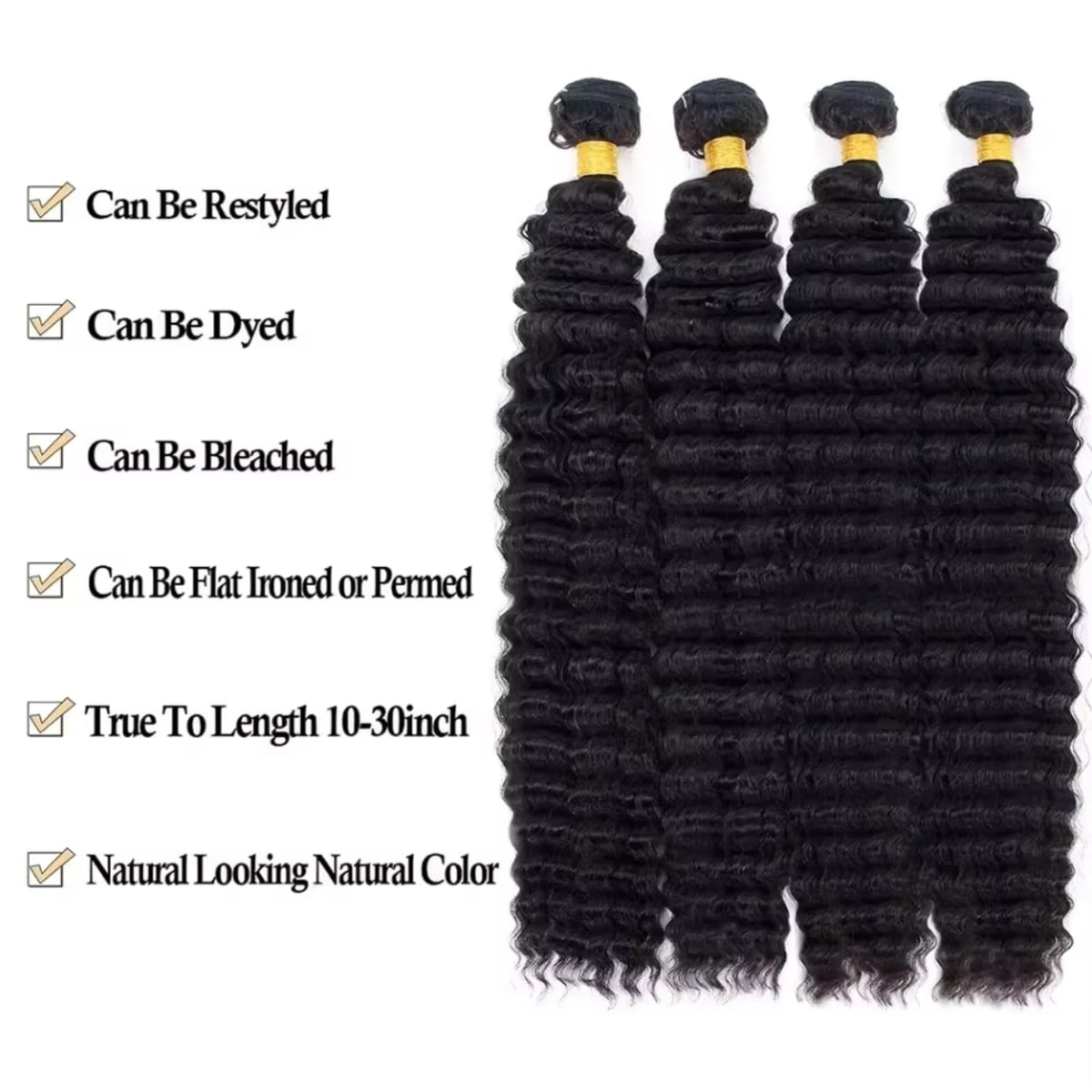 GIIPND 12A Deep Wave Bundles Human Hair styled on model