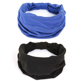 GiLi 2 Pack Wide Headbands in black and blue front view