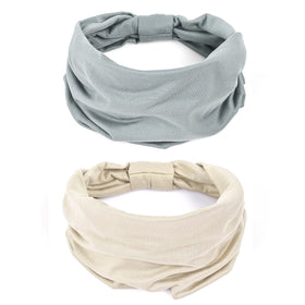 GiLi 2 Pack Wide Headbands in Light Grey and Skin front view