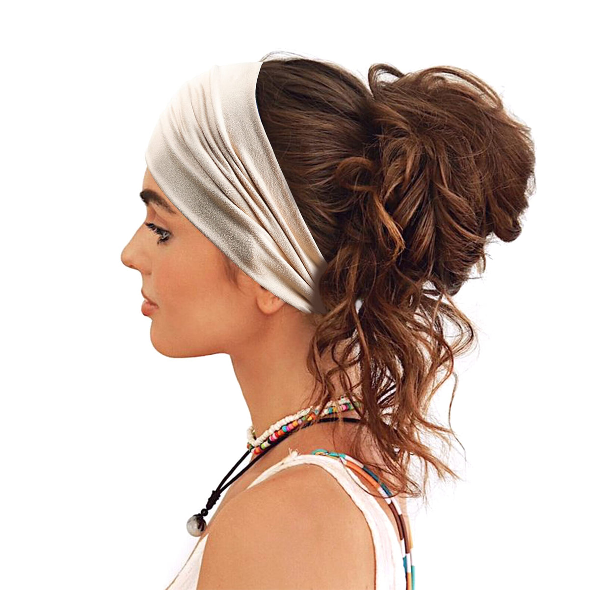 GiLi Wide Headband worn during yoga exercise