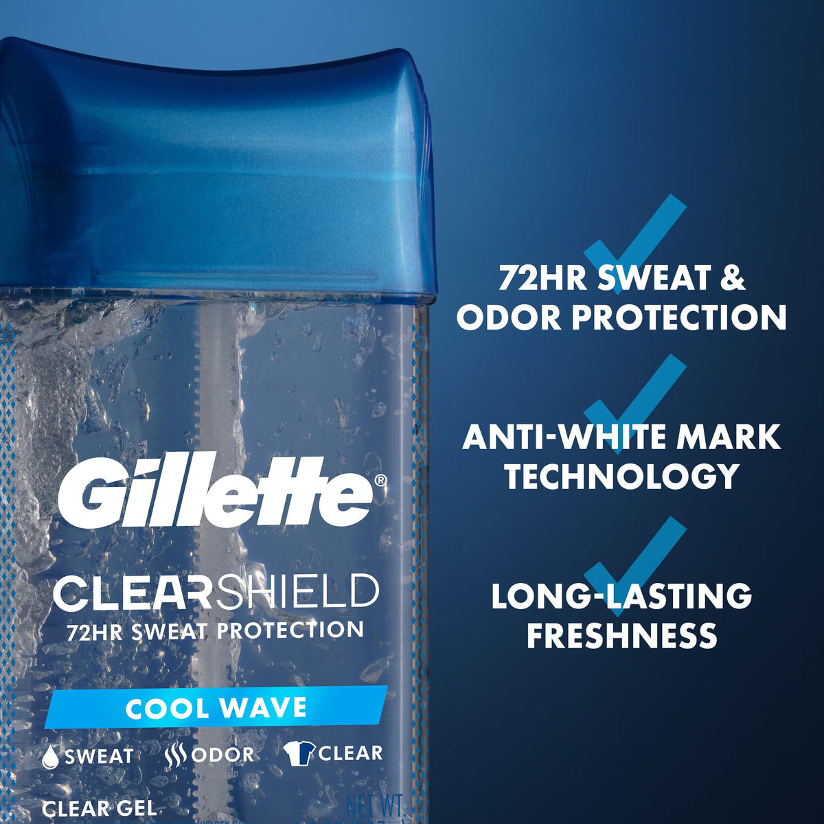 Gillette Antiperspirant Deodorant clear gel texture close-up