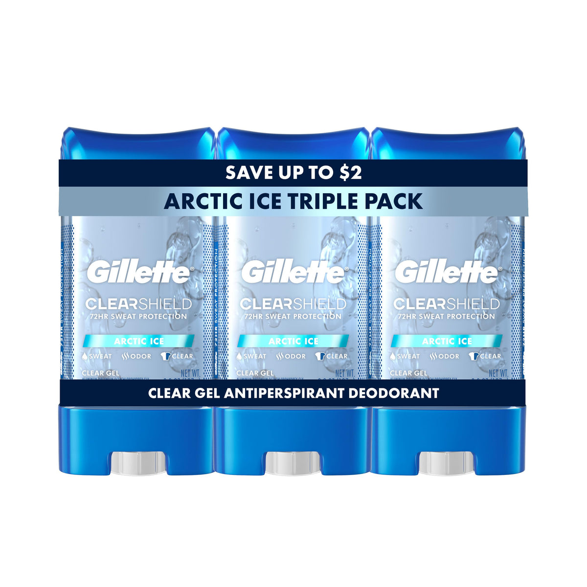 Gillette Antiperspirant Deodorant for Men, clear gel front view