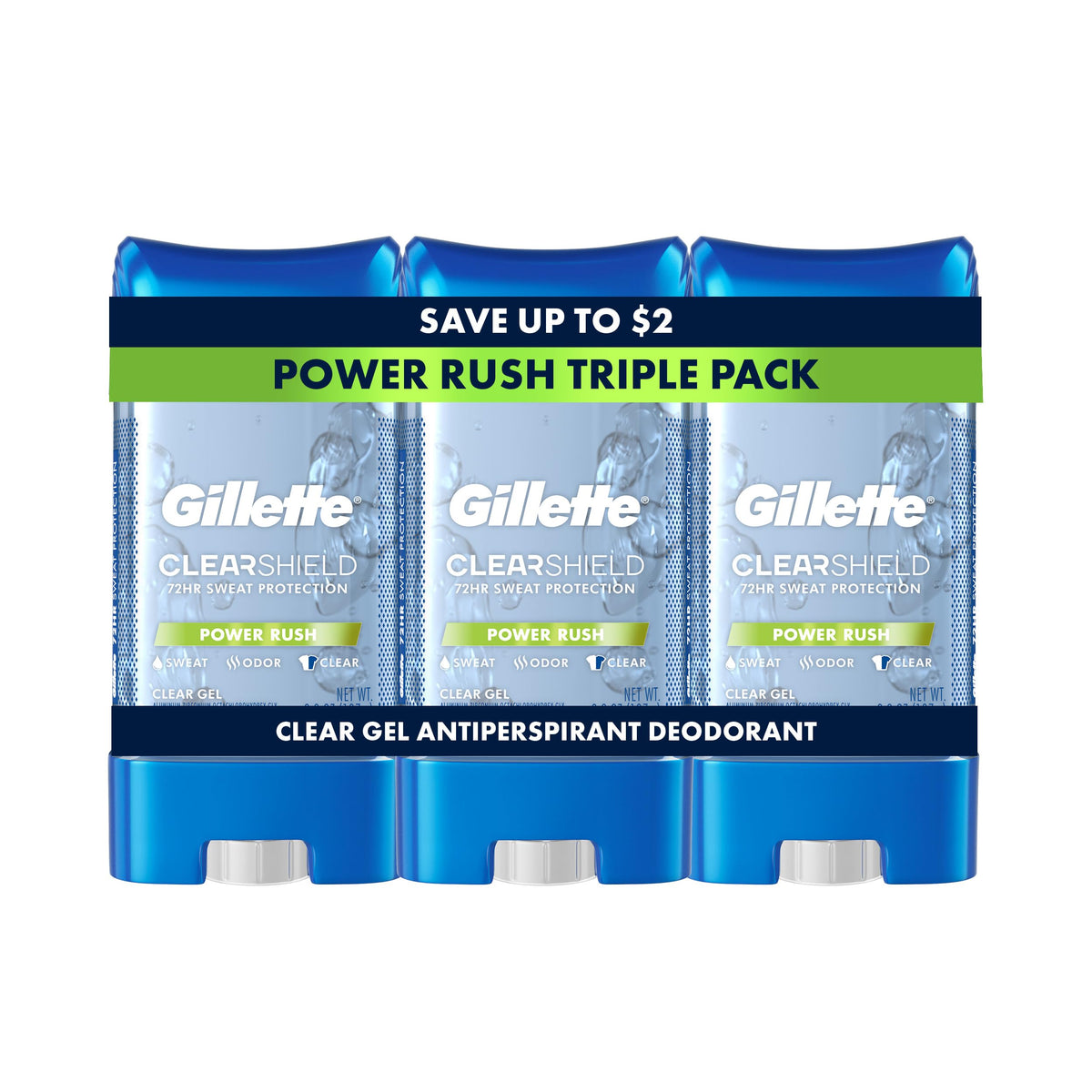 Gillette Antiperspirant Deodorant front view with clear gel