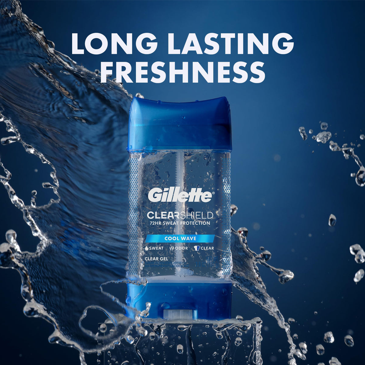 Gillette Antiperspirant Deodorant on a bathroom shelf