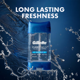 Gillette Antiperspirant Deodorant on a bathroom shelf