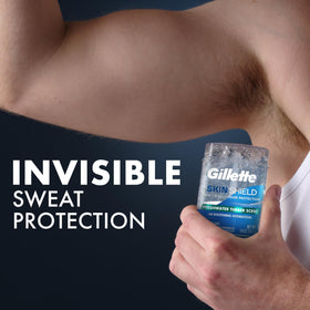 Gillette Antiperspirant Deodorant on bathroom shelf