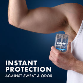 Gillette Antiperspirant Deodorant product details on a countertop