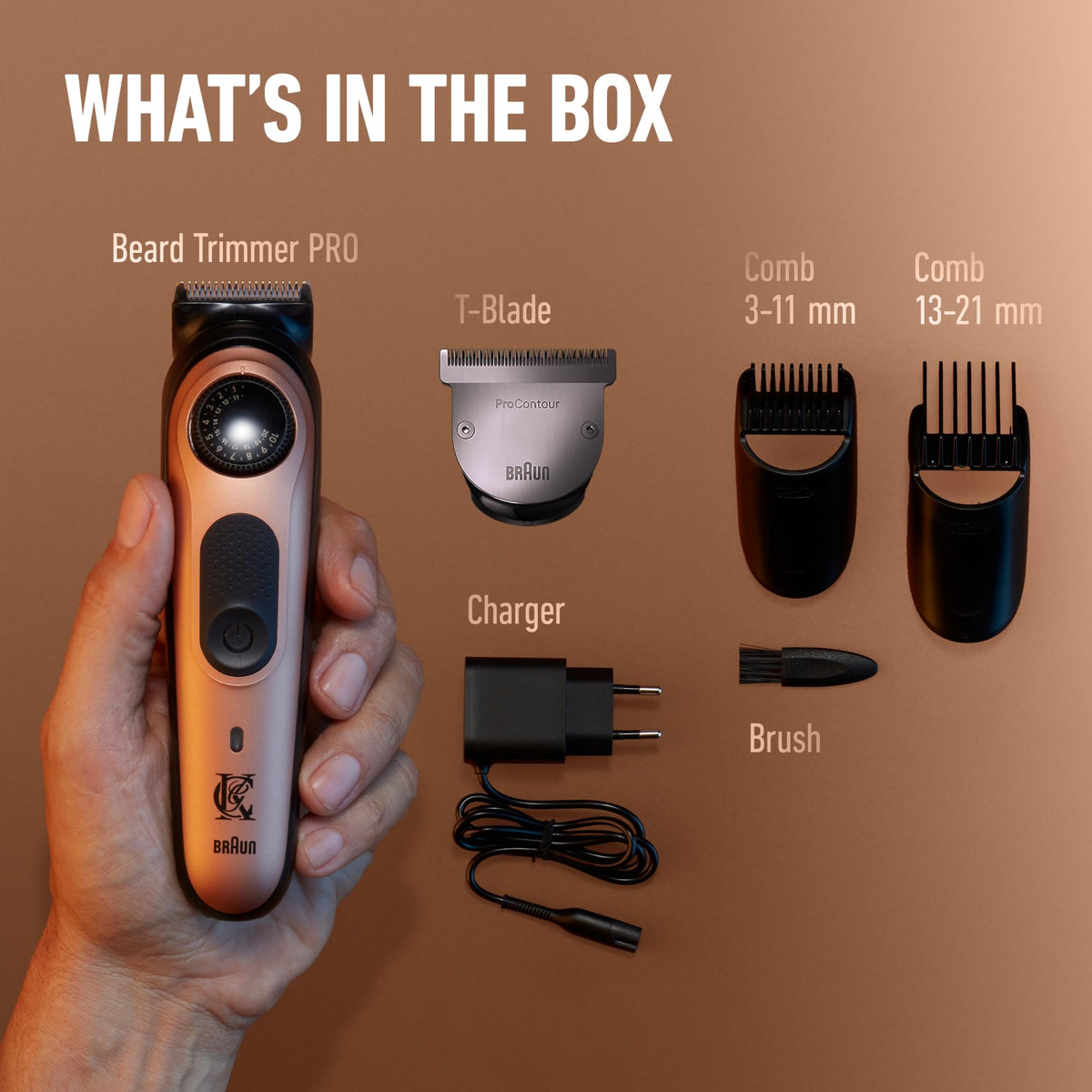 Gillette Beard Trimmer PRO with all accessories laid out