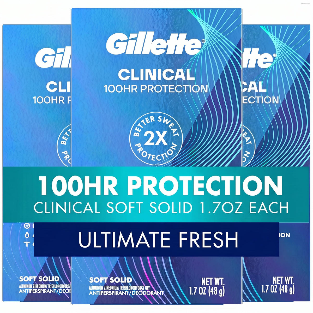 Gillette Clinical Antiperspirant Deodorant pack of 3 front view