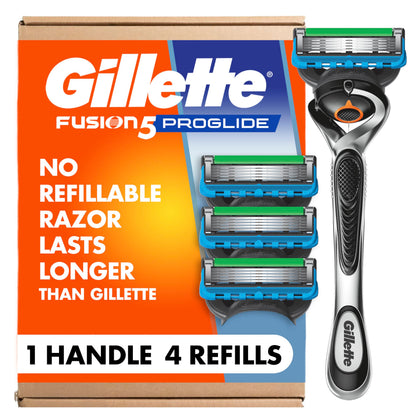 Gillette Fusion ProGlide razor handle with 4 blade refills