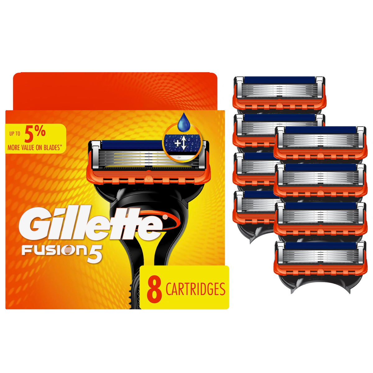Gillette Fusion5 Men's Razor Blade Refills 8 Count packaging front view