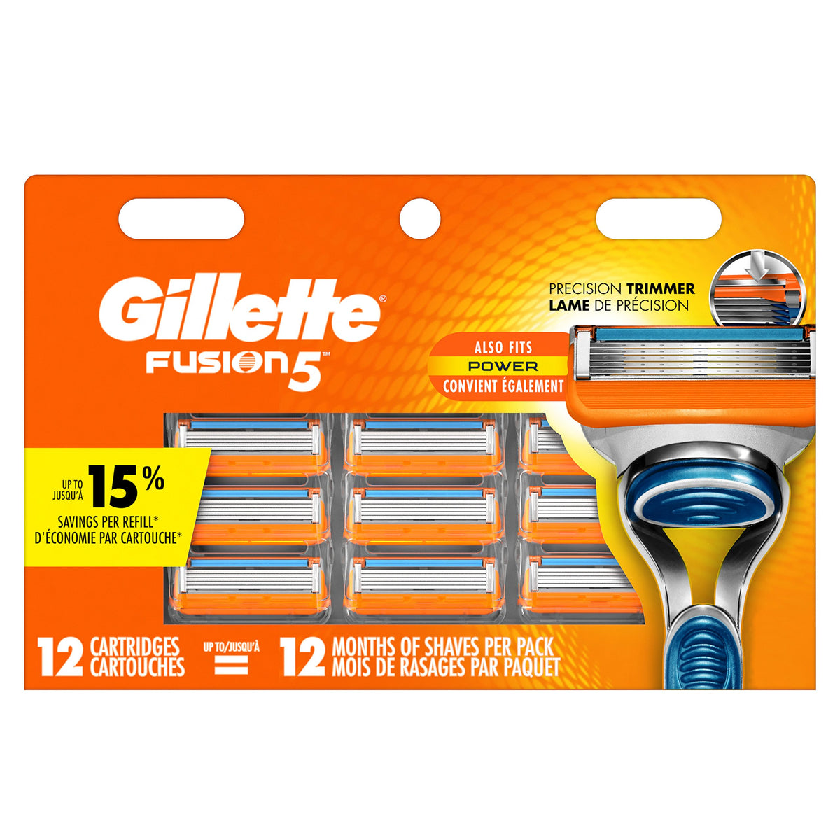 Gillette Fusion5 Men's Razor Blades 12 refills front view