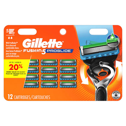Gillette Fusion5 ProGlide Razor front view with 12 blade refills