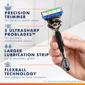 Gillette Fusion5 ProGlide razor with 4 blade refills packaging