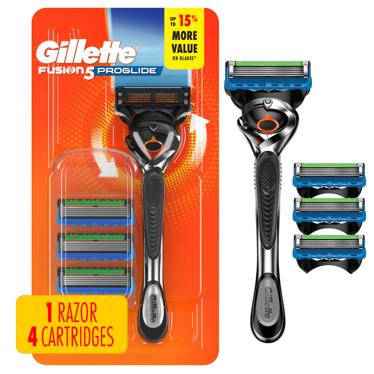 Gillette Fusion5 ProGlide shaving razor front view with FlexBall technology
