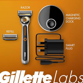 Gillette Heated Razor with stainless steel warming bar close-up
