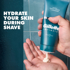 Gillette Intimate 2 in 1 Pubic Shave Cream with aloe and menthol ingredients