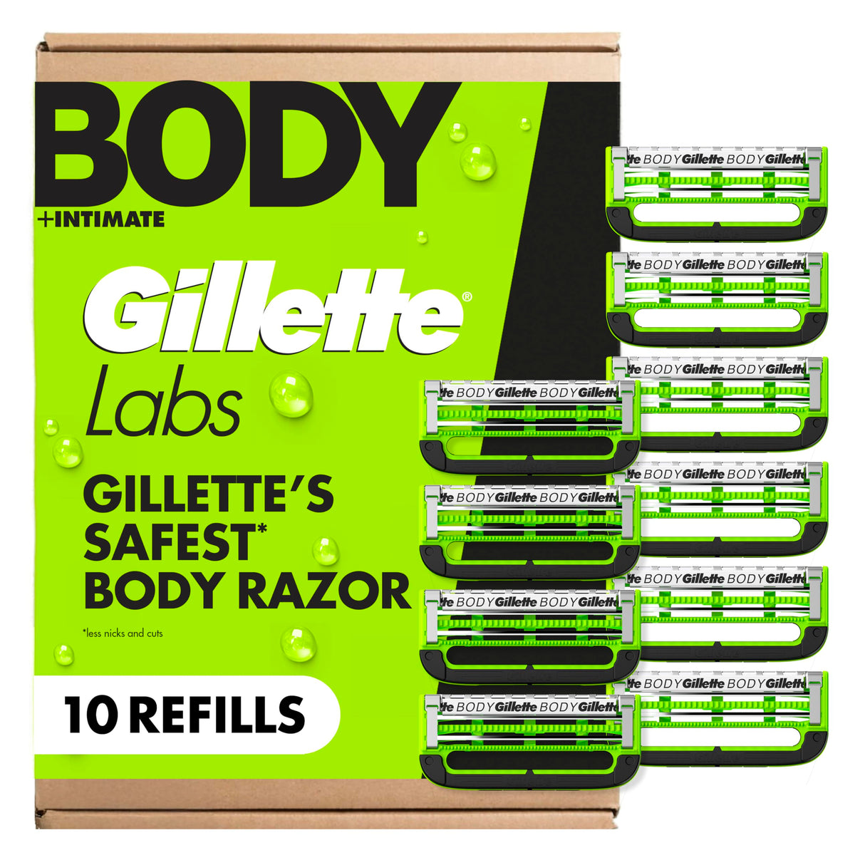 Gillette Labs Body + Intimate Razor Blades 10 pack front view