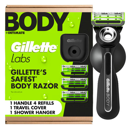 Gillette Labs Body + Intimate Razor front view with travel cover