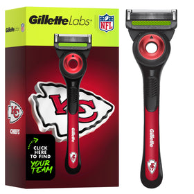 Gillette Labs NFL Chiefs Edition Razor front view with exfoliating bar