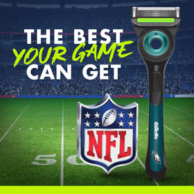 Gillette Labs NFL Eagles Edition Razor in hand ready for use