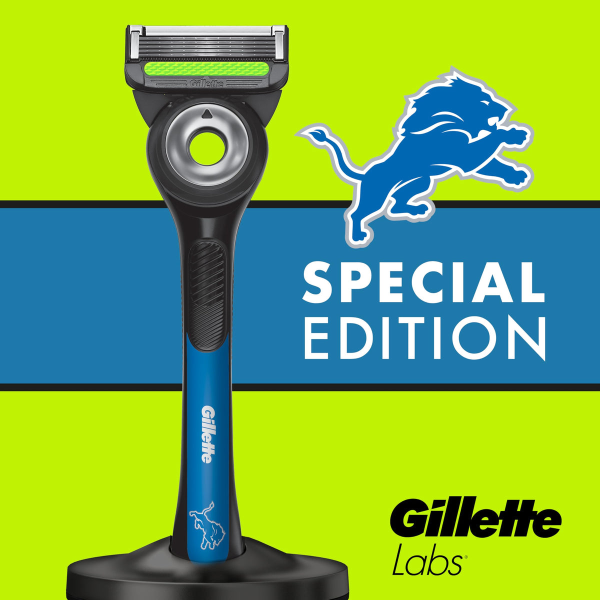 Gillette Labs NFL Lions Edition Razor with precision trimmer