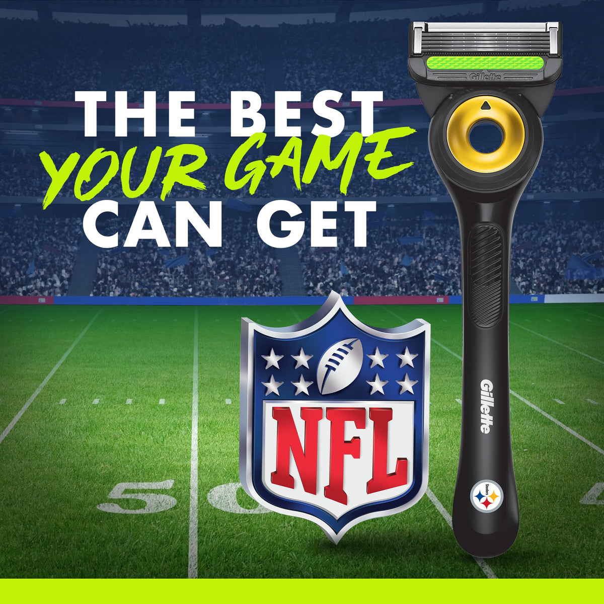 Gillette Labs NFL Steelers Edition Shaving Razor with game day setup